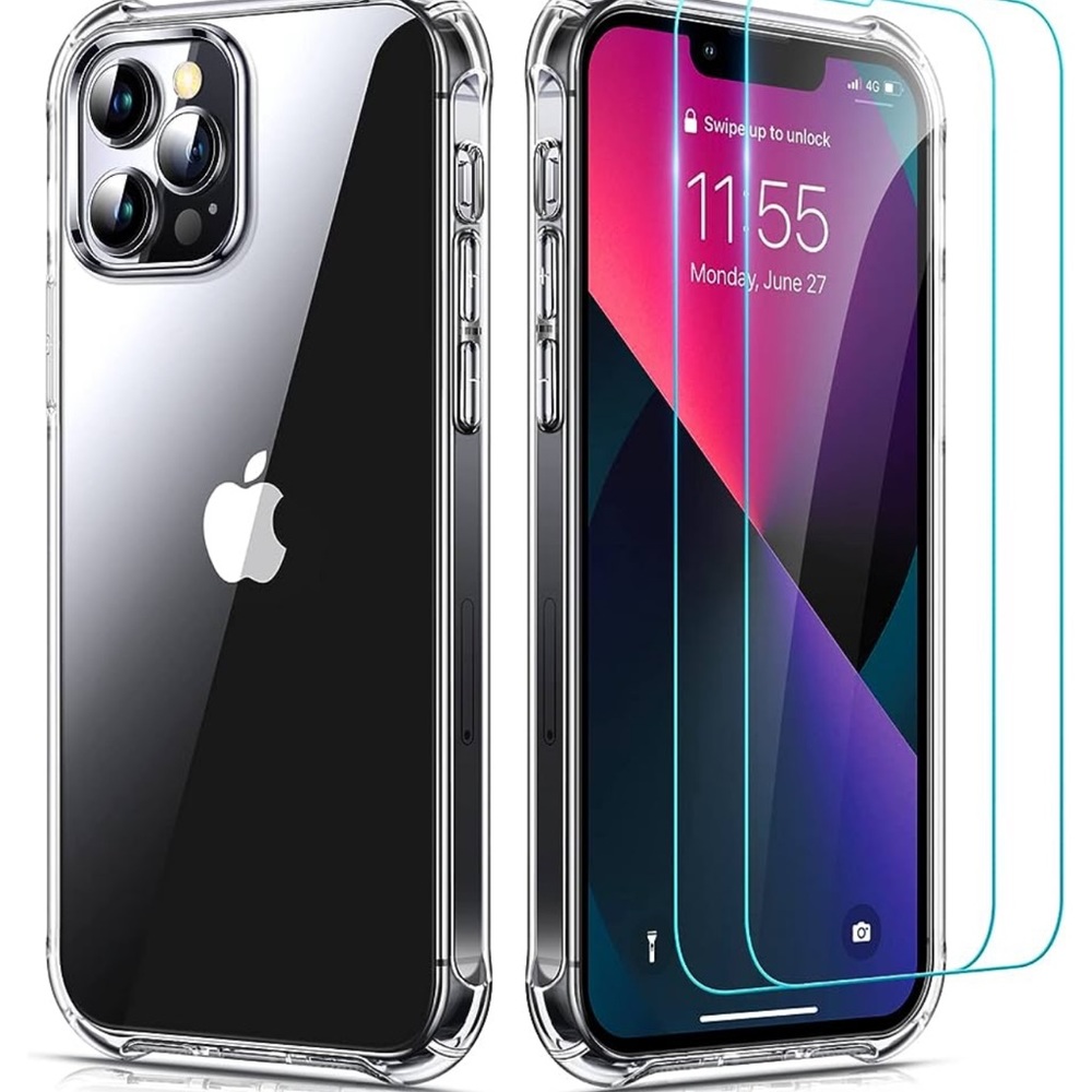 ✨NEW: iPhone 13 Pro Case with Tempered Glass | Clear iPhone 13 pro case ✨